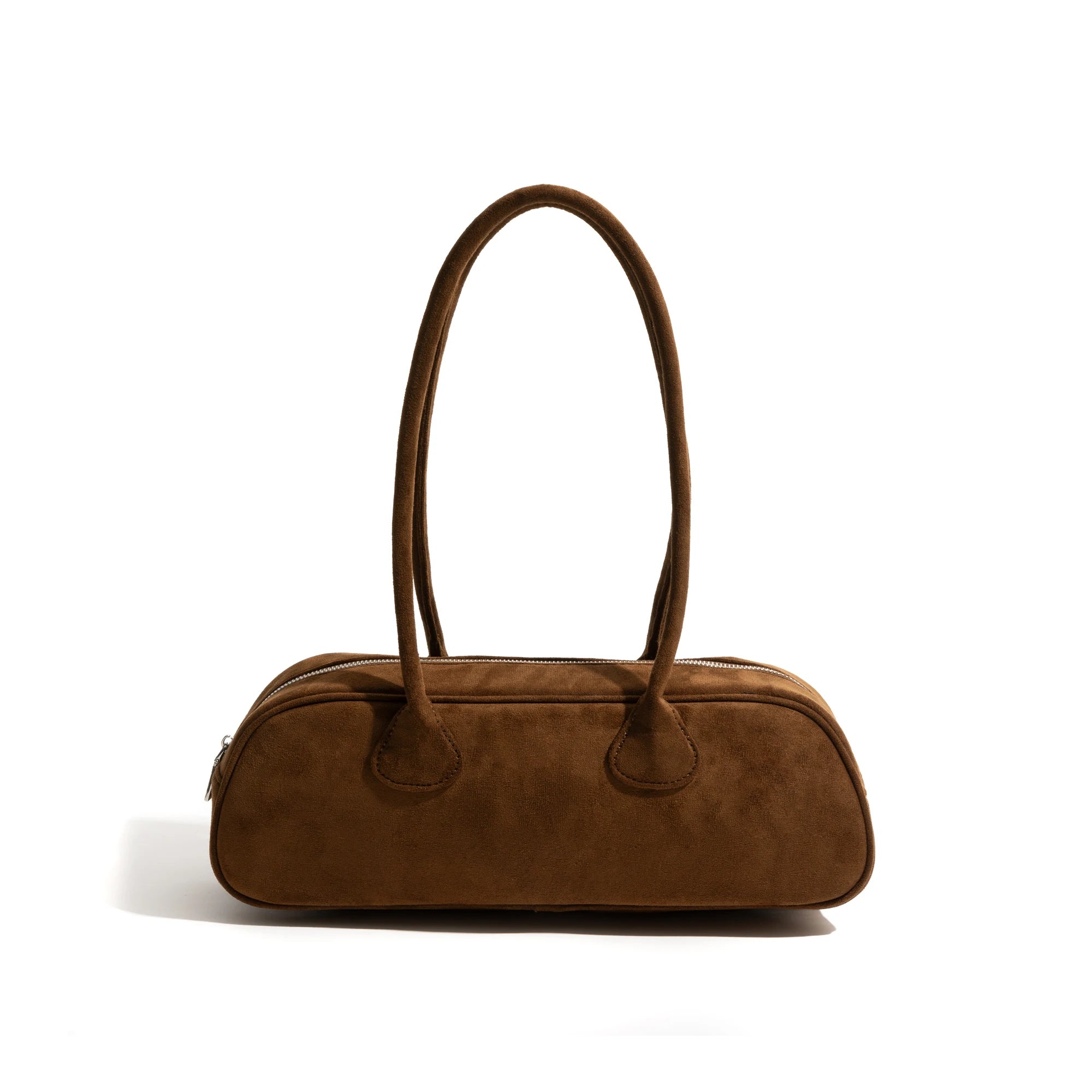 Atelier Bowling Bag – Parisian Vegan Suede Zip-Top Shoulder Handbag