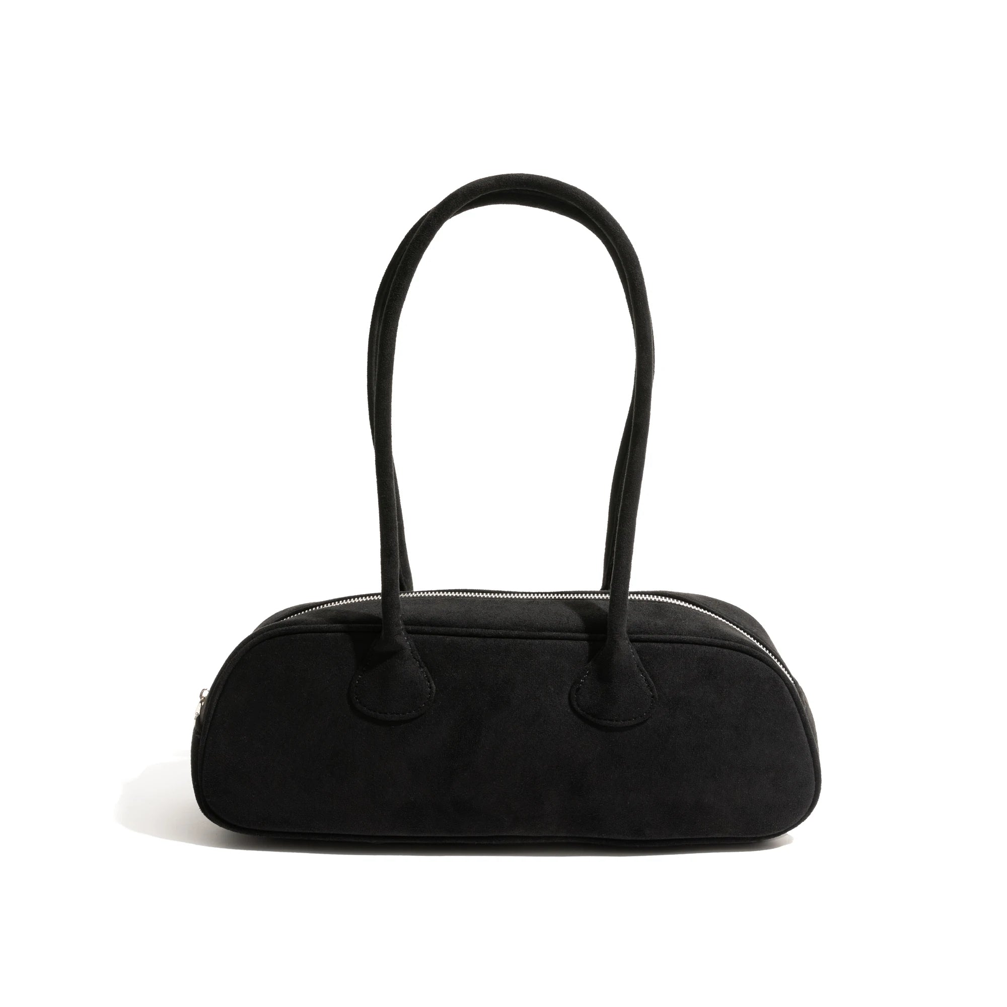 Atelier Bowling Bag – Parisian Vegan Suede Zip-Top Shoulder Handbag
