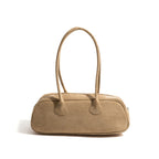 Atelier Bowling Bag – Parisian Vegan Suede Zip-Top Shoulder Handbag