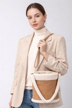 Lumière Paris Bucket Bag – French Vegan Shearling Drawstring Shoulder Bag