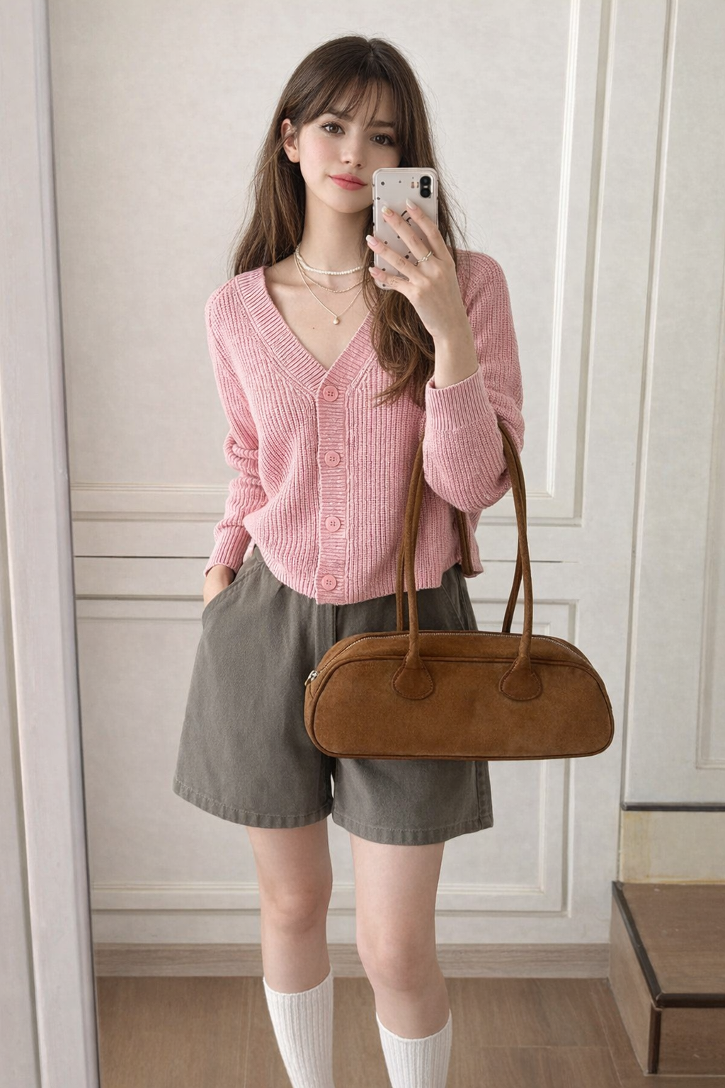 Atelier Bowling Bag – Parisian Vegan Suede Zip-Top Shoulder Handbag