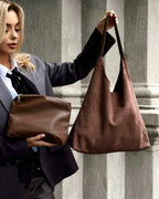 Mireille Paris Hobo Tote Bag – French Vegan Suede Everyday Shoulder Bag