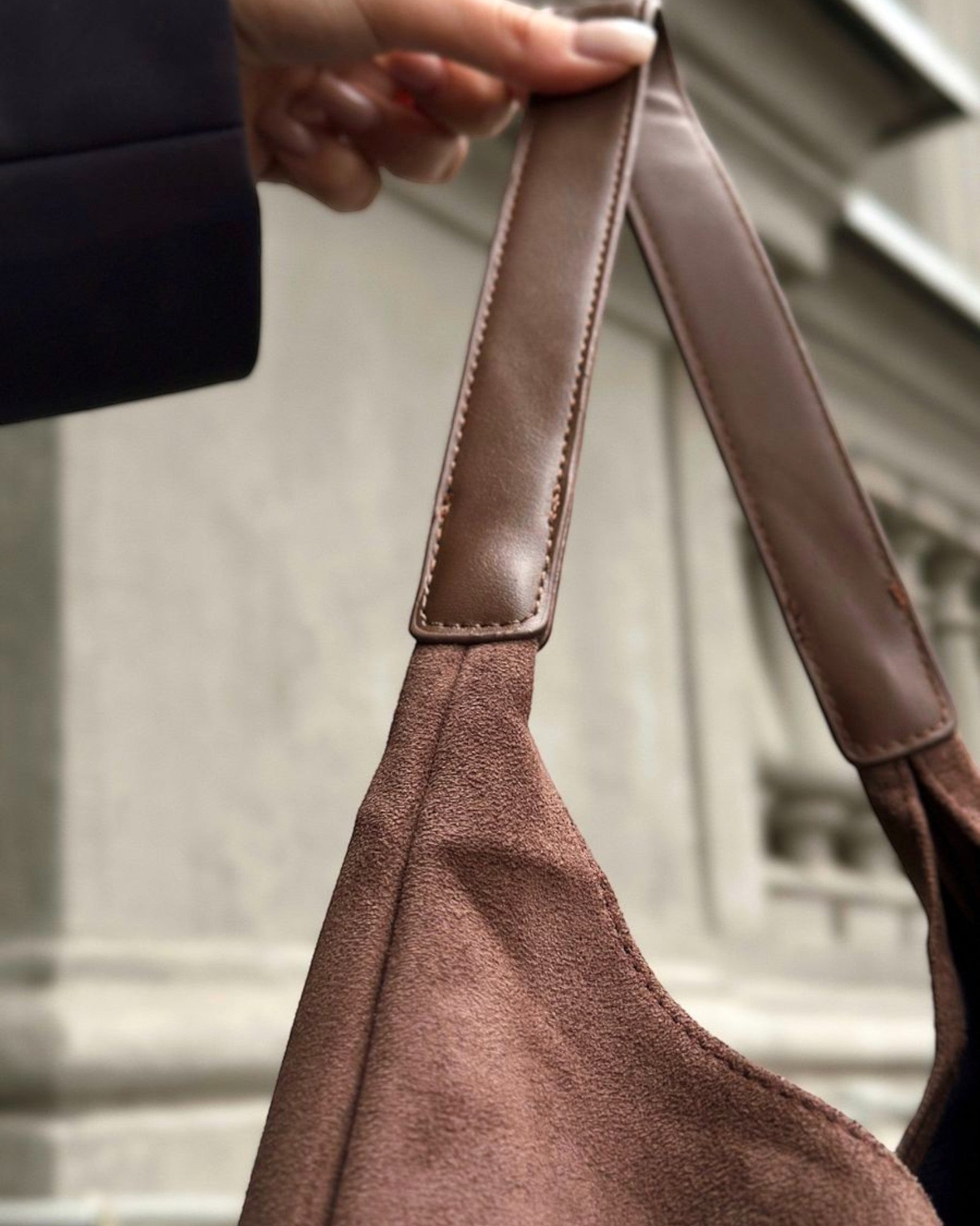 Mireille Paris Hobo Tote Bag – French Vegan Suede Everyday Shoulder Bag