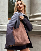 Mireille Paris Hobo Tote Bag – French Vegan Suede Everyday Shoulder Bag