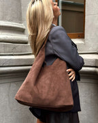 Mireille Paris Hobo Tote Bag – French Vegan Suede Everyday Shoulder Bag