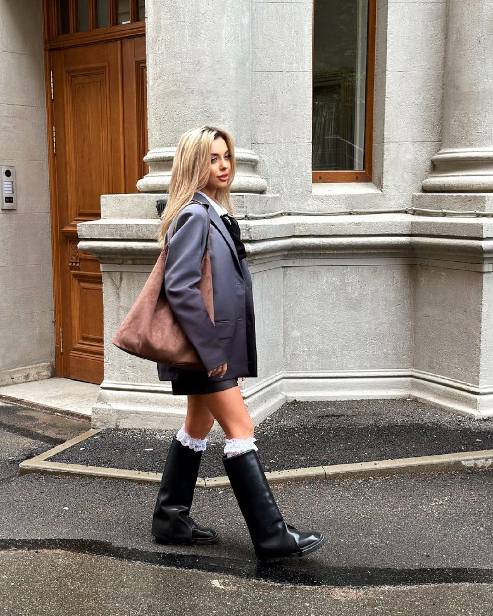 Mireille Paris Hobo Tote Bag – French Vegan Suede Everyday Shoulder Bag